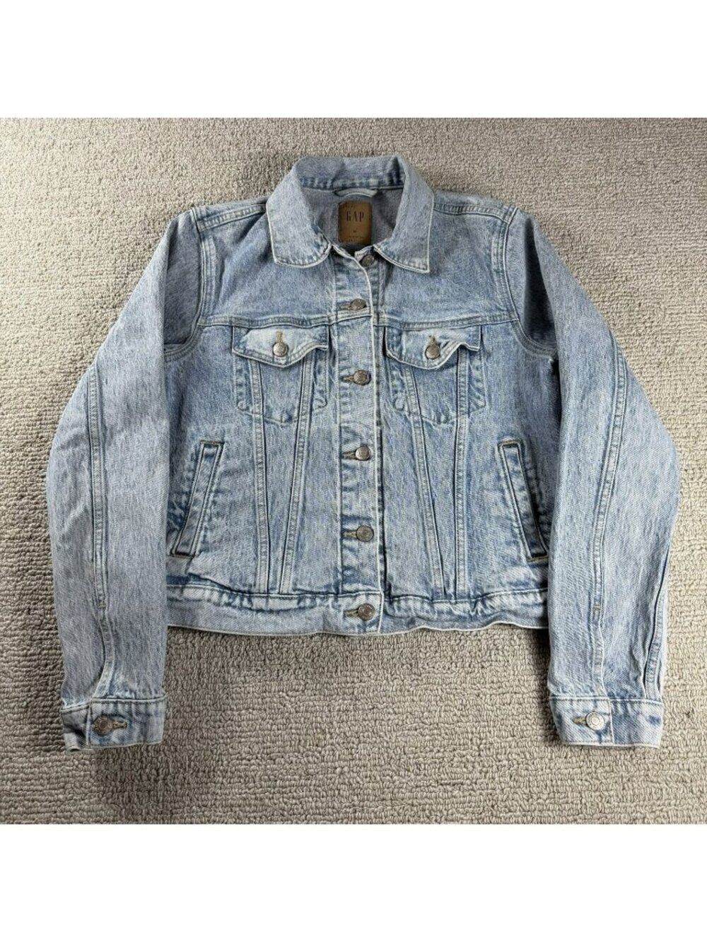 Gap Denim Button Front Jean Trucker Jacket Blue Women’s Size Medium